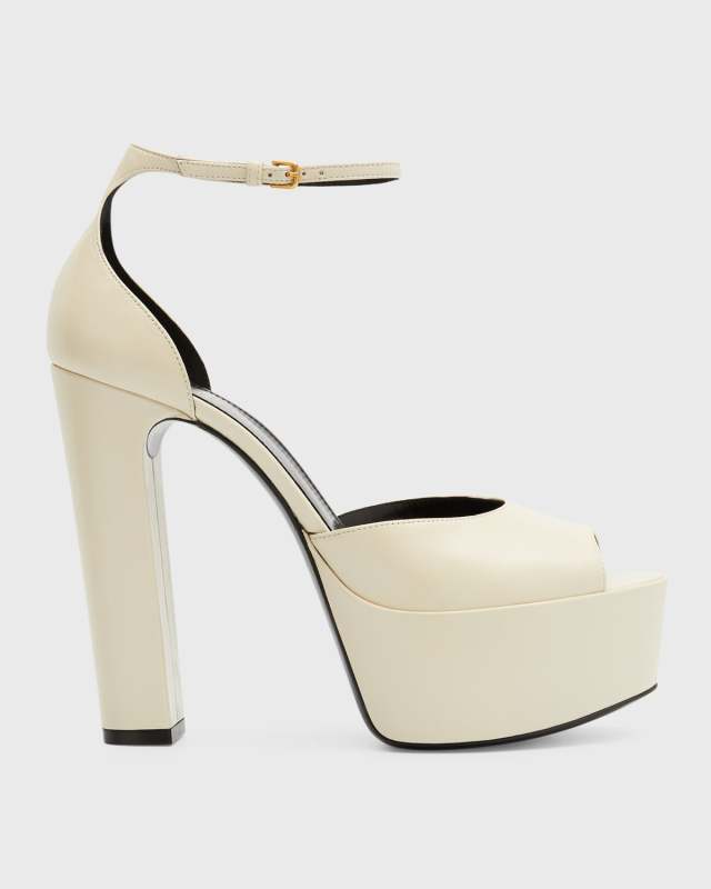 Platform Ankle-Strap Leather Sandals